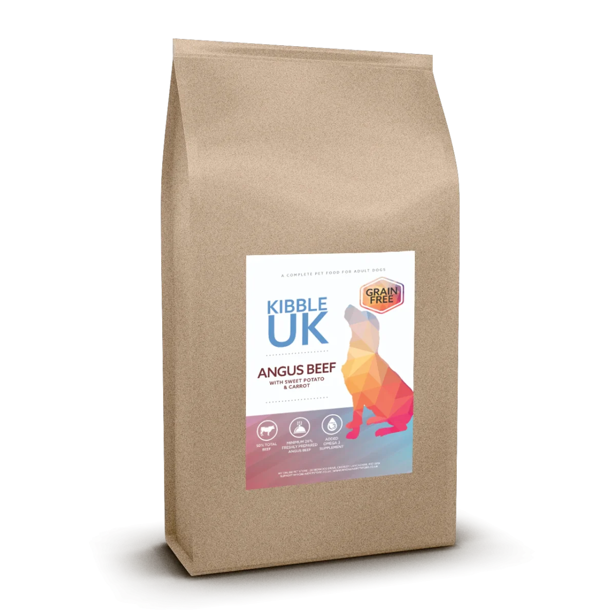 Grain Free Adult Dog Food - Angus Beef With Sweet Potato & Carrot - Kibble UK