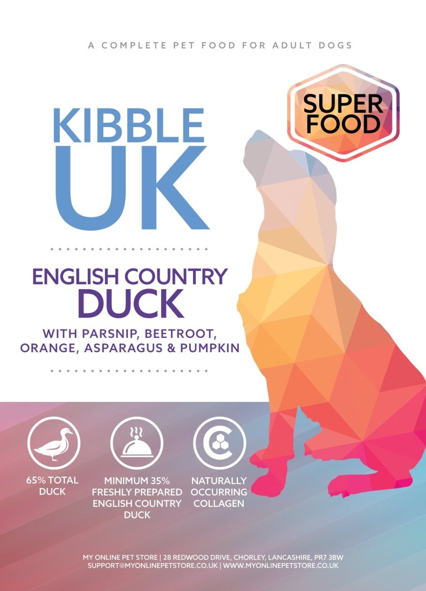 Superfood 65 ® Dog Food - English Country Duck with Parsnip, Beetroot, Orange, Asparagus & Pumpkin - Kibble UK - My Online Pet Store