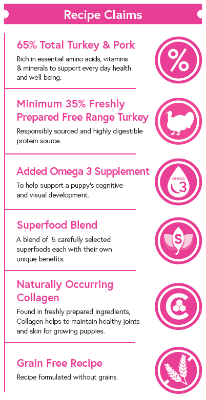 Superfood 65 ® Puppy Food - Free Range Turkey with Parsley, Papaya, Nettle, Zucchini & Pumpkin - Kibble UK - Kibble UK